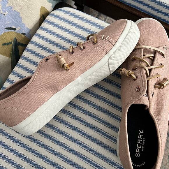 Sperry Sky Sail Metallic Twill Rose Dust Slip On Sneaker Size 11 - Picture 2 of 4